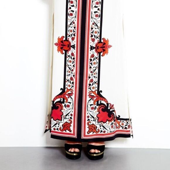 NEW Alice Temperley Red Russian Floral Rose Holiday Silk Maxi Long Skirt 6 M - Picture 11 of 14